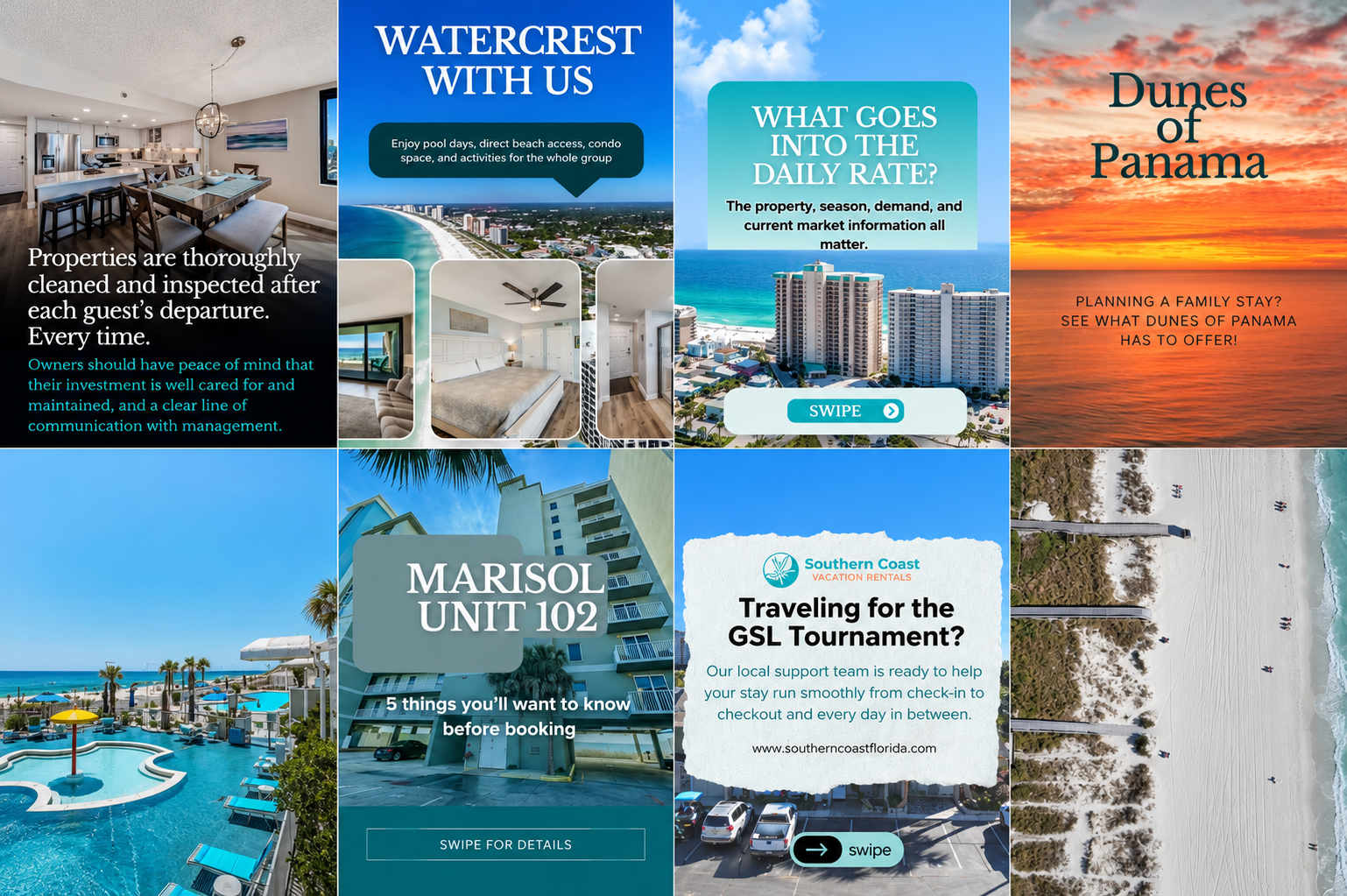 Southern Coast Vacation Rentals Instagram content